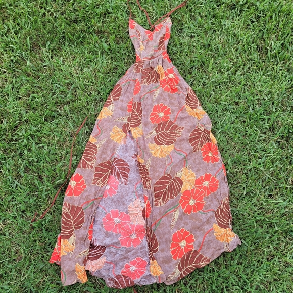 Urban Outfitters Athena Maxi Gauze Dress  P/S floral tropical vacation luau - Picture 8 of 9